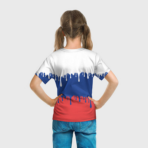 Детская футболка Флаг России - потёки / 3D-принт – фото 6
