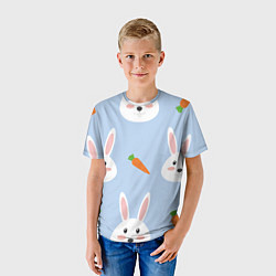 Футболка детская Зайчики и морковки, цвет: 3D-принт — фото 2