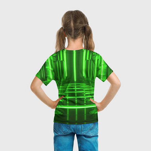 Детская футболка Зеленые световые объекты / 3D-принт – фото 6