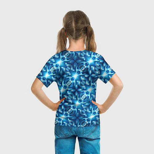 Детская футболка Светящиеся голубые цветы / 3D-принт – фото 6