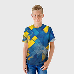 Футболка детская Синяя и жёлтая геометрия, цвет: 3D-принт — фото 2