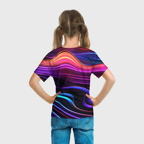 Детская футболка Неоновые волны / 3D-принт – фото 6
