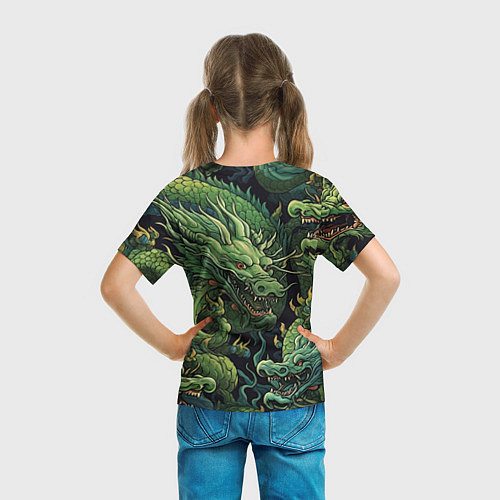 Детская футболка Зеленые драконы: арт нейросети / 3D-принт – фото 6