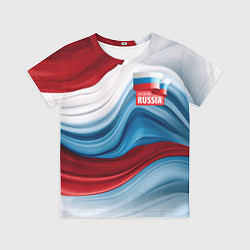 Футболка детская Флаг России абстракт, цвет: 3D-принт