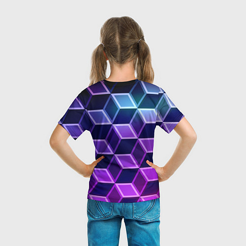 Детская футболка Неоновые кубы иллюзия / 3D-принт – фото 6