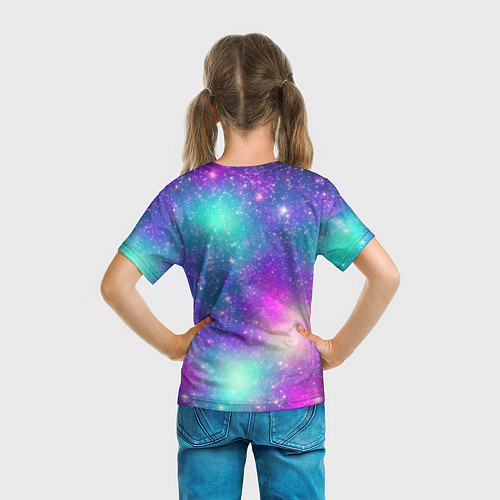 Детская футболка Яркий розово-голубой космос / 3D-принт – фото 6