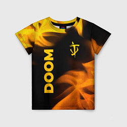 Футболка детская Doom - gold gradient: надпись, символ, цвет: 3D-принт