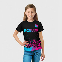 Футболка детская Roblox - neon gradient: символ сверху, цвет: 3D-принт — фото 2