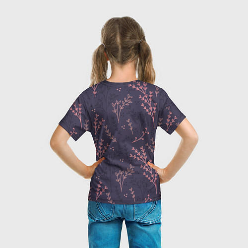 Детская футболка Розовые веточки / 3D-принт – фото 6