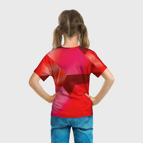Детская футболка Красная геометрия / 3D-принт – фото 6
