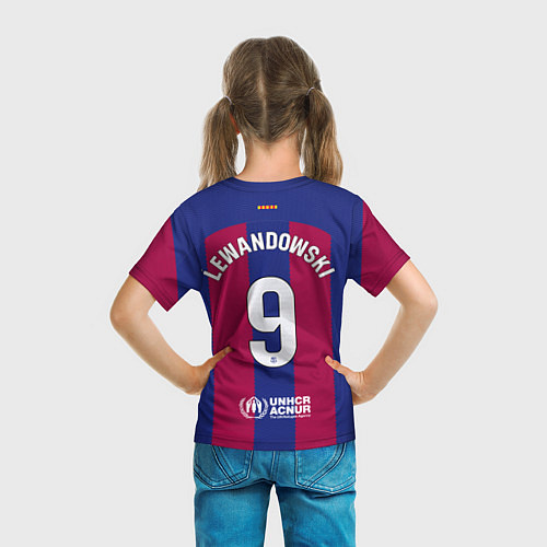 Детская футболка Роберт Левандовский Барселона форма 2324 домашняя / 3D-принт – фото 6
