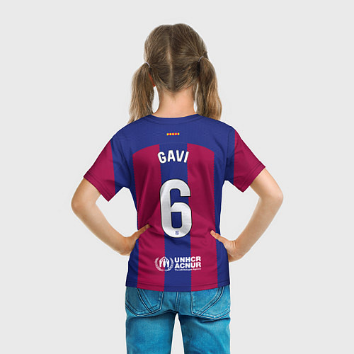 Детская футболка Гави Барселона форма 2324 домашняя / 3D-принт – фото 6