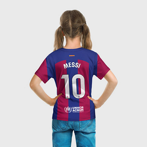 Детская футболка Лионель Месси Барселона форма 2324 домашняя / 3D-принт – фото 6