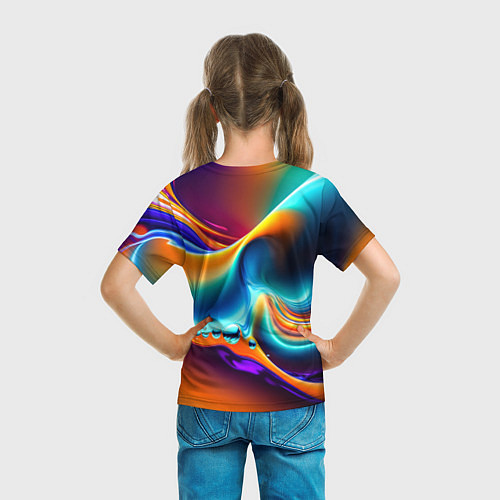 Детская футболка Радужные линии абстракция / 3D-принт – фото 6