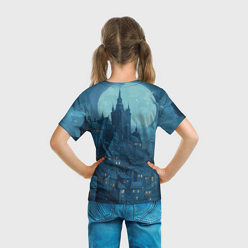 Детская футболка Ночной фэнтезийный город / 3D-принт – фото 6