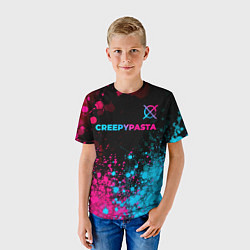 Футболка детская CreepyPasta - neon gradient: символ сверху, цвет: 3D-принт — фото 2