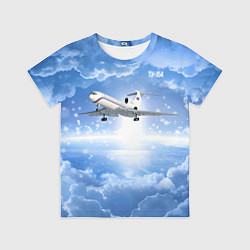 Футболка детская Ту-154 в морозном небе, цвет: 3D-принт