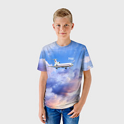 Футболка детская Ту-154 Розовый закат, цвет: 3D-принт — фото 2