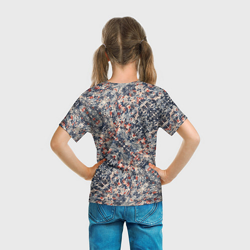 Детская футболка Сине-бело-красные иероглифы / 3D-принт – фото 6