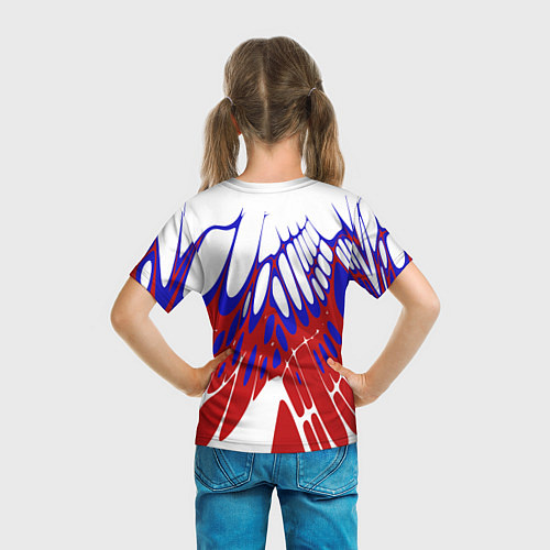 Детская футболка Лучи - белый синий красный - Хуф и Ся / 3D-принт – фото 6