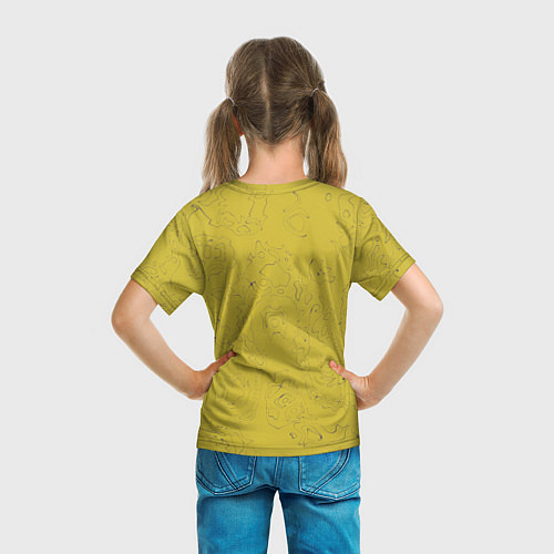 Детская футболка Рябь - зеленовато-желтый и фиолетовый - узор Хуф и / 3D-принт – фото 6