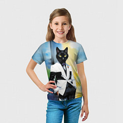 Футболка детская Cat fashionista - neural network - pop art, цвет: 3D-принт — фото 2