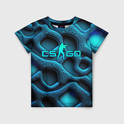 Футболка детская CS GO blue neon logo, цвет: 3D-принт