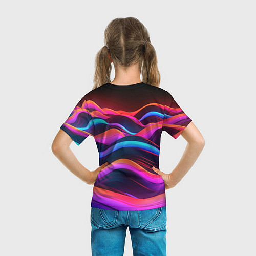 Детская футболка Джису с помадой на ярких волнах / 3D-принт – фото 6