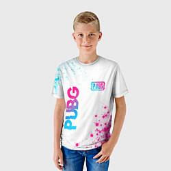 Футболка детская PUBG neon gradient style: надпись, символ, цвет: 3D-принт — фото 2