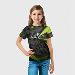 Футболка детская CS GO green black abstract, цвет: 3D-принт — фото 2