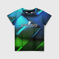 Футболка детская CS GO green blue abstract, цвет: 3D-принт