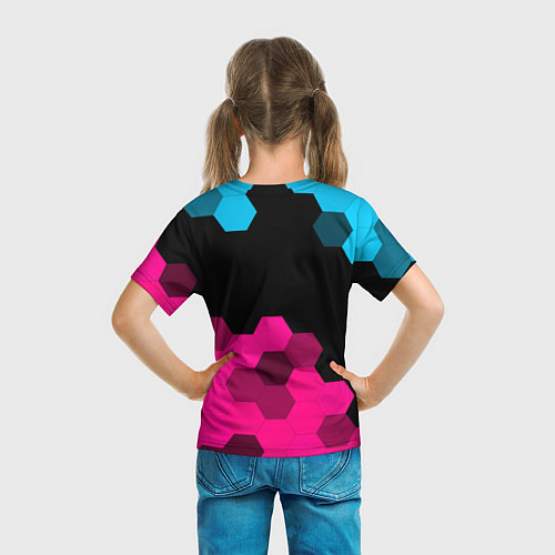Детская футболка Death Stranding - neon gradient: символ сверху / 3D-принт – фото 6