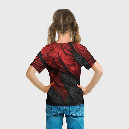 Детская футболка Red black texture / 3D-принт – фото 6