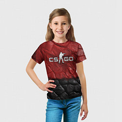 Футболка детская CS GO red black texture, цвет: 3D-принт — фото 2