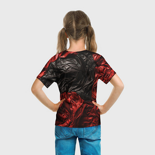 Детская футболка Black red texture / 3D-принт – фото 6