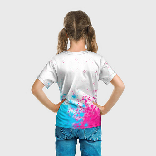Детская футболка DanMachi neon gradient style: символ сверху / 3D-принт – фото 6