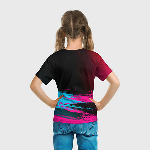 Детская футболка Ford - neon gradient: символ сверху / 3D-принт – фото 6