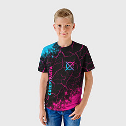 Футболка детская CreepyPasta - neon gradient: надпись, символ, цвет: 3D-принт — фото 2