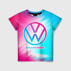 Футболка детская Volkswagen neon gradient style, цвет: 3D-принт