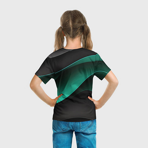 Детская футболка Абстрактная зеленая текстура / 3D-принт – фото 6