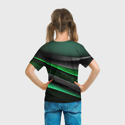 Детская футболка Black green line / 3D-принт – фото 6