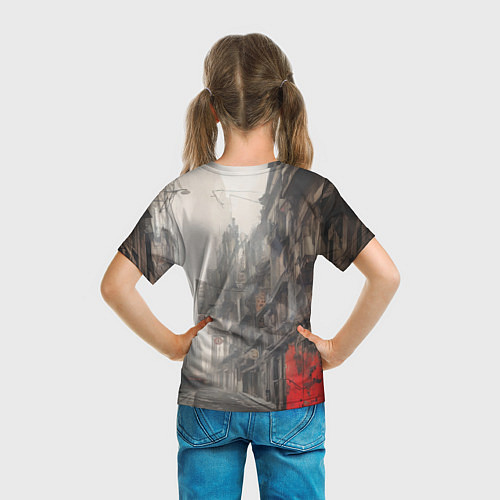 Детская футболка Рыжая девушка на променаде / 3D-принт – фото 6