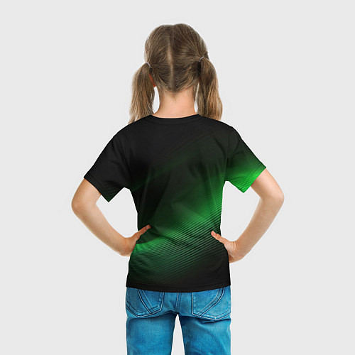 Детская футболка Герб РФ зеленый черный фон / 3D-принт – фото 6