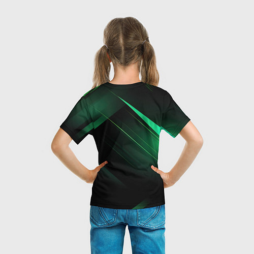 Детская футболка Герб РФ зеленый черный фон / 3D-принт – фото 6