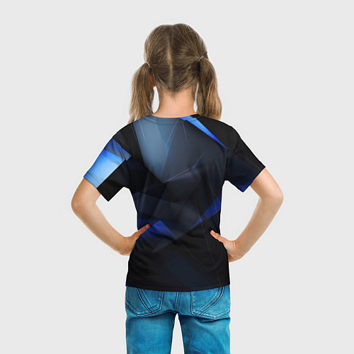 Детская футболка Черная и голубая текстура / 3D-принт – фото 6