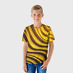 Футболка детская Желтые абстрактные полосы, цвет: 3D-принт — фото 2