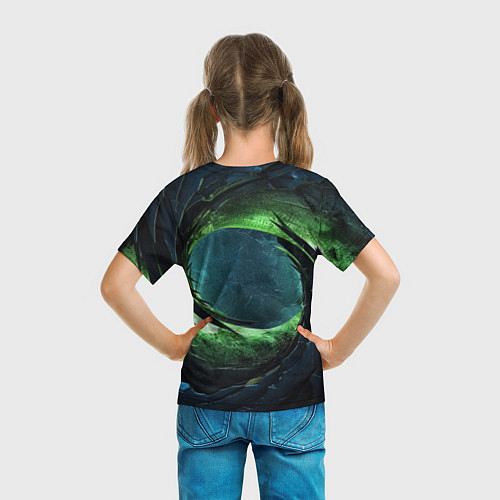 Детская футболка Объемная зеленая абстракция / 3D-принт – фото 6