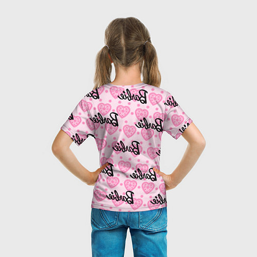 Детская футболка Логотип Барби и розовое кружево / 3D-принт – фото 6