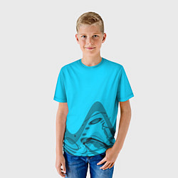 Футболка детская Волны абстракция небесный, цвет: 3D-принт — фото 2