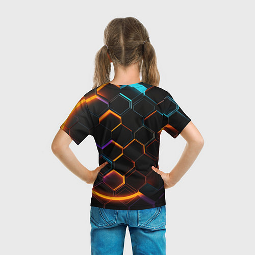 Детская футболка Оранжевые неоновые плиты / 3D-принт – фото 6